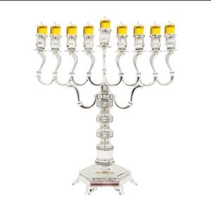 Majestic Giftware Silver-Plated Chanukah Oil Menorah - 13.5” High